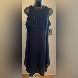 💃🏽➕David Warren New York Sleeveless Sparkle Cocktail Dress. Color:Navy. Size 14.